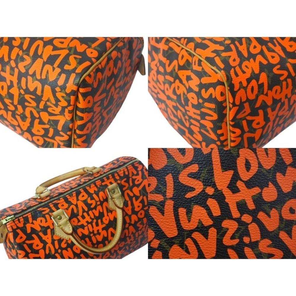 Louis Vuitton Monogram Graffiti Speedy Boston Bag Brown Orange - Picture 7 of 8